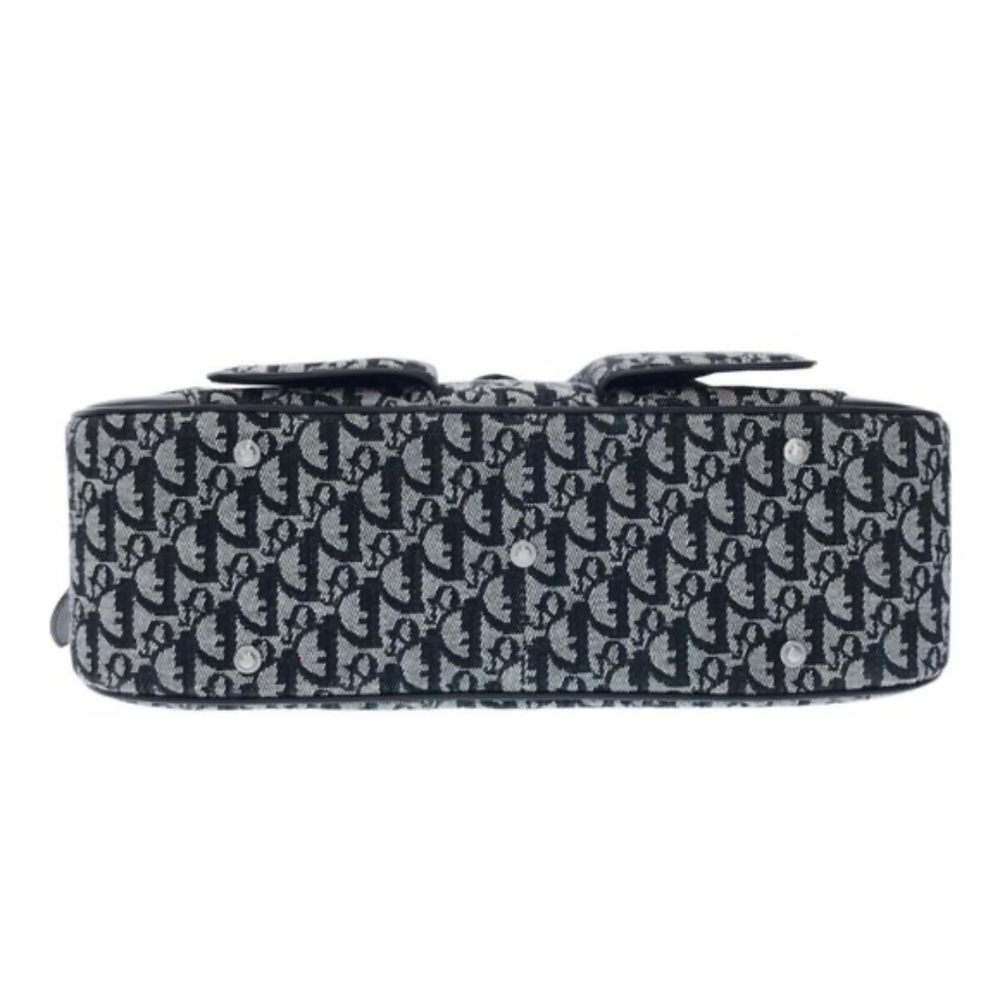 100% Authentic Christian Dior Double Saddle Navy White Black Jacquard Bag - Picture 6 of 12